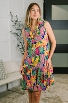 Dear Scarlett Coral Sands Collared Tank Dress in Floral Paisley Womens