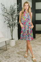Dear Scarlett Coral Sands Collared Tank Dress in Light Floral Paisley Womens