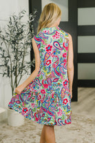 Dear Scarlett Coral Sands Collared Tank Dress in Light Floral Paisley Womens