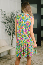 Dear Scarlett Coral Sands Collared Tank Dress in Spring Palms Womens