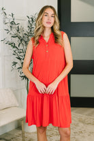 Dear Scarlett Coral Sands Collared Tank Dress in Tomato Red Womens