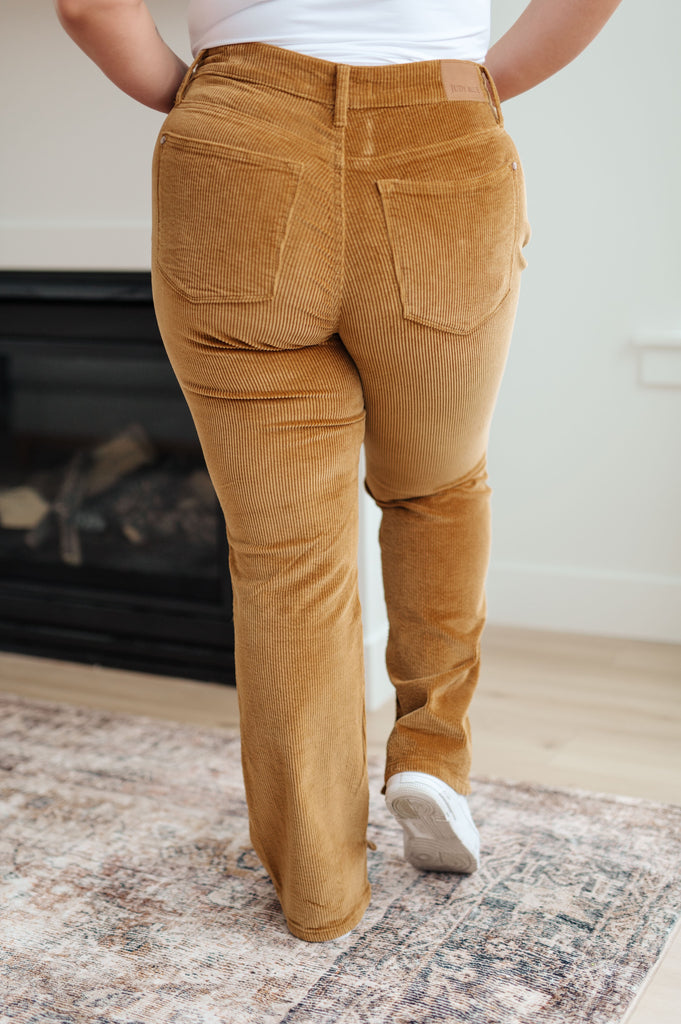 Judy Blue Cordelia Bootcut Corduroy Pants in Camel Ave Shops