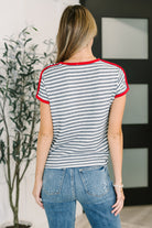 Kori America Country Stripe Casual Tee in Navy White Womens