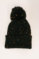 Cover Your Ears Pom Pom Beanie in Black Womens