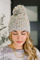Zenana Cover Your Ears Pom Pom Beanie in Grey Womens