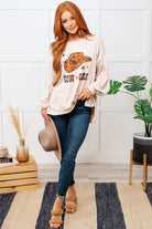 Fantastic Fawn Cow Girl Graphic Pullover in Stone Tops