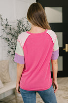 Cozy Collage Color Block Henley Top Womens