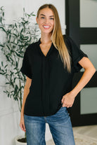 PREORDER: Crinkle Wove V-Neck Blouse in Four Colors Womens