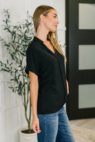 PREORDER: Crinkle Wove V-Neck Blouse in Four Colors Womens