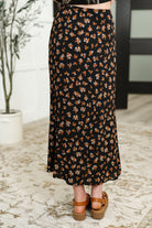 Blu Pepper Crisp Kiss Midi Skirt in Rust, White and Black Womens