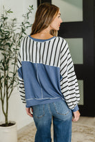 Haptics Cute in Comfort Crew Neck Pullover in White, Black and Denim Womens