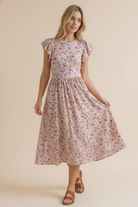 Haptics Flutter Into Spring Floral Buttery Smooth Babydoll Midi Dress