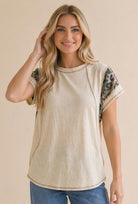 Haptics Wild Side Colorblock Tee in Oatmeal