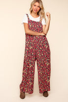 Haptics Stand Out Navy Floral Print Baggy Overall Jumpsuit Haptics