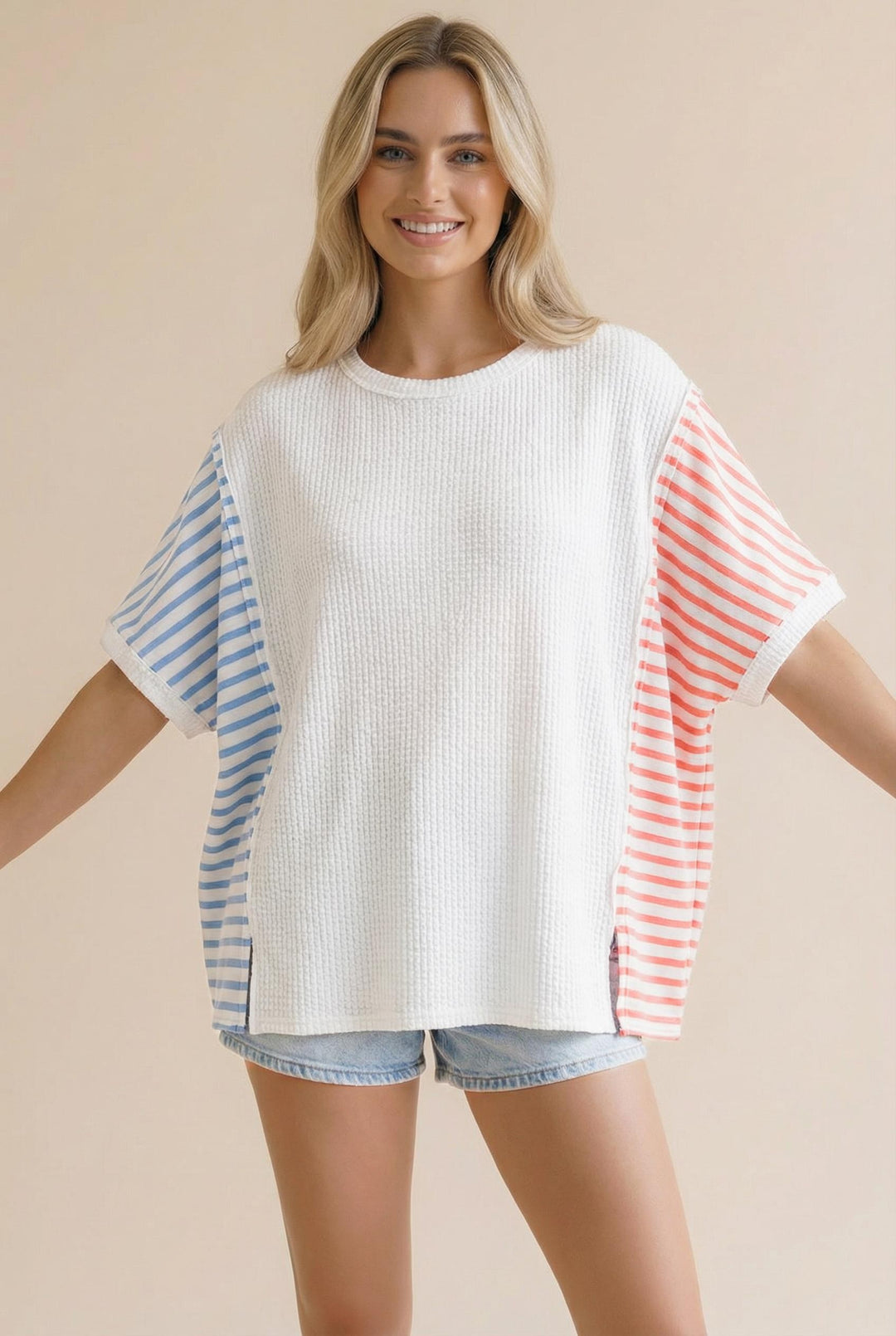 Haptics Stripe It Up Waffle Knit Top