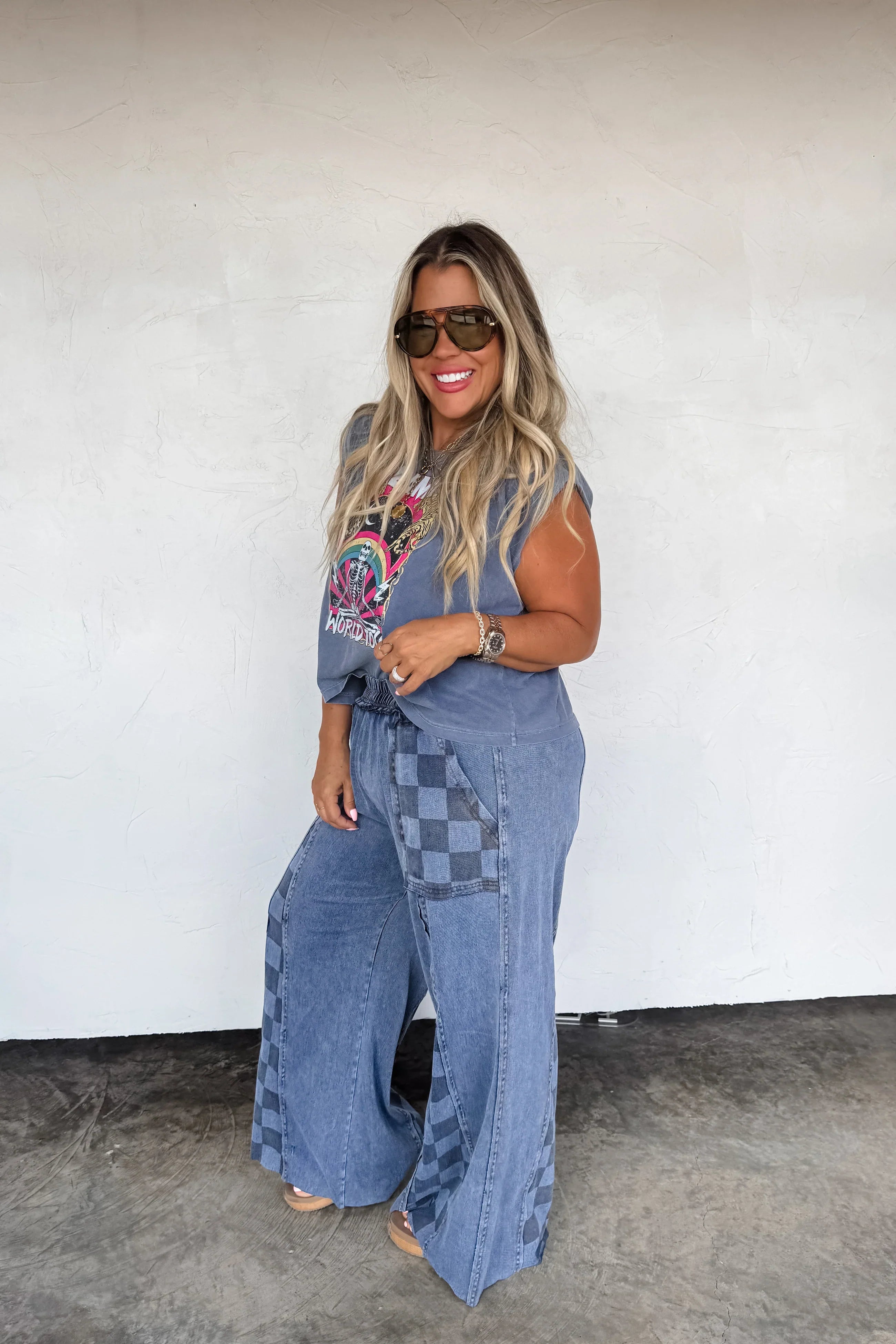 PREORDER: Blakeley Groove on Checker Flare Pants Womens