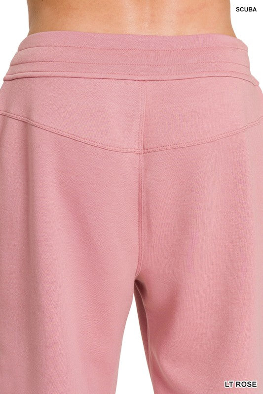Zenana Brown Scuba Crewneck Pullover & Joggers 2 Piece Set