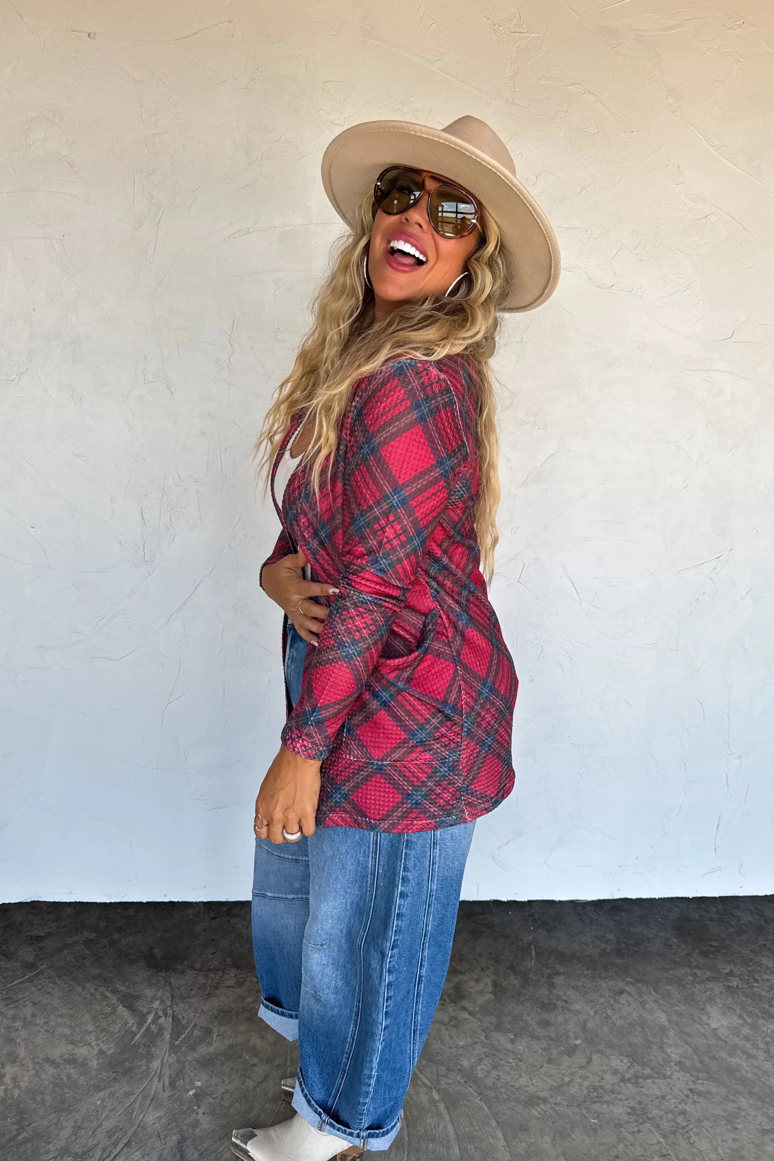 PREORDER: Blakeley Plaid Lola Cardigans Womens