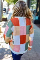 Haptics Ivory & Rust Checker Jacquard Knit Sweater Haptics