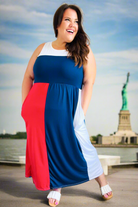 Haptics Patriotic Color Block Fit & Flare Maxi Dress Final Sale Haptics