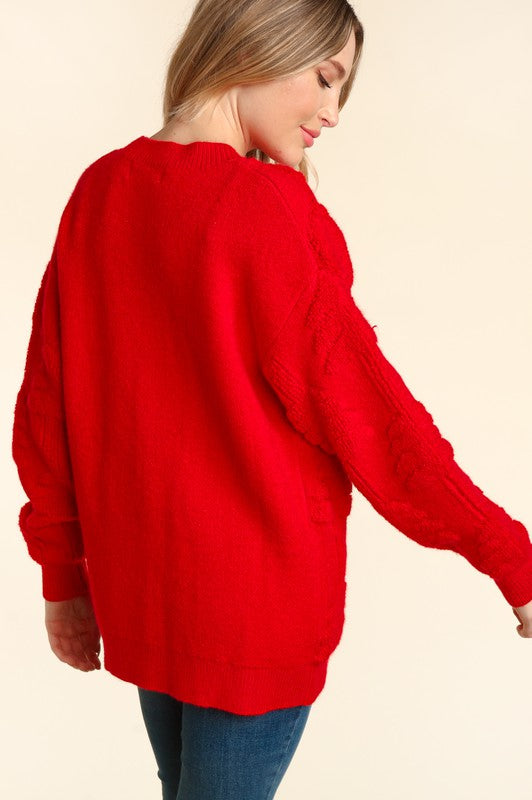 Haptics Holiday Red Christmas Trees With Pearls Sweater Haptics