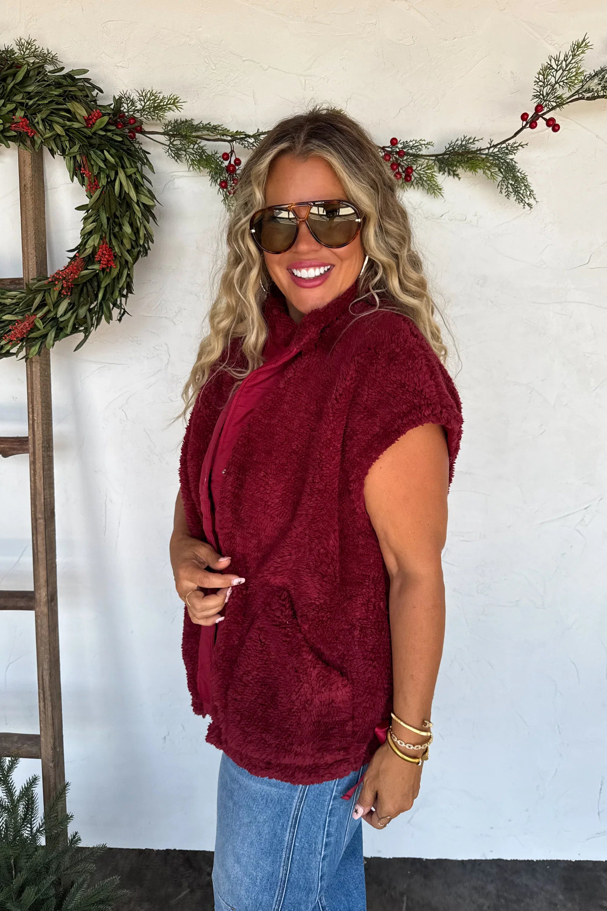 PREORDER: Blakeley Linden Sherpa Vest Jacket Womens