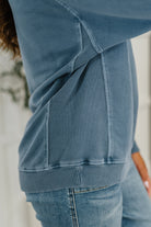 Zenana Daily Ease Mineral Wash Pullover in Dusty Blue Womens