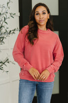 Zenana Daily Ease Mineral Wash Pullover in Ruby Womens