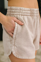 Zenana Daily Routine Mineral Wash Shorts in Ash Mocha Womens