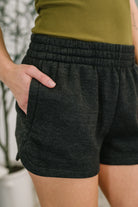 Zenana Mineral Wash Shorts in Black Womens
