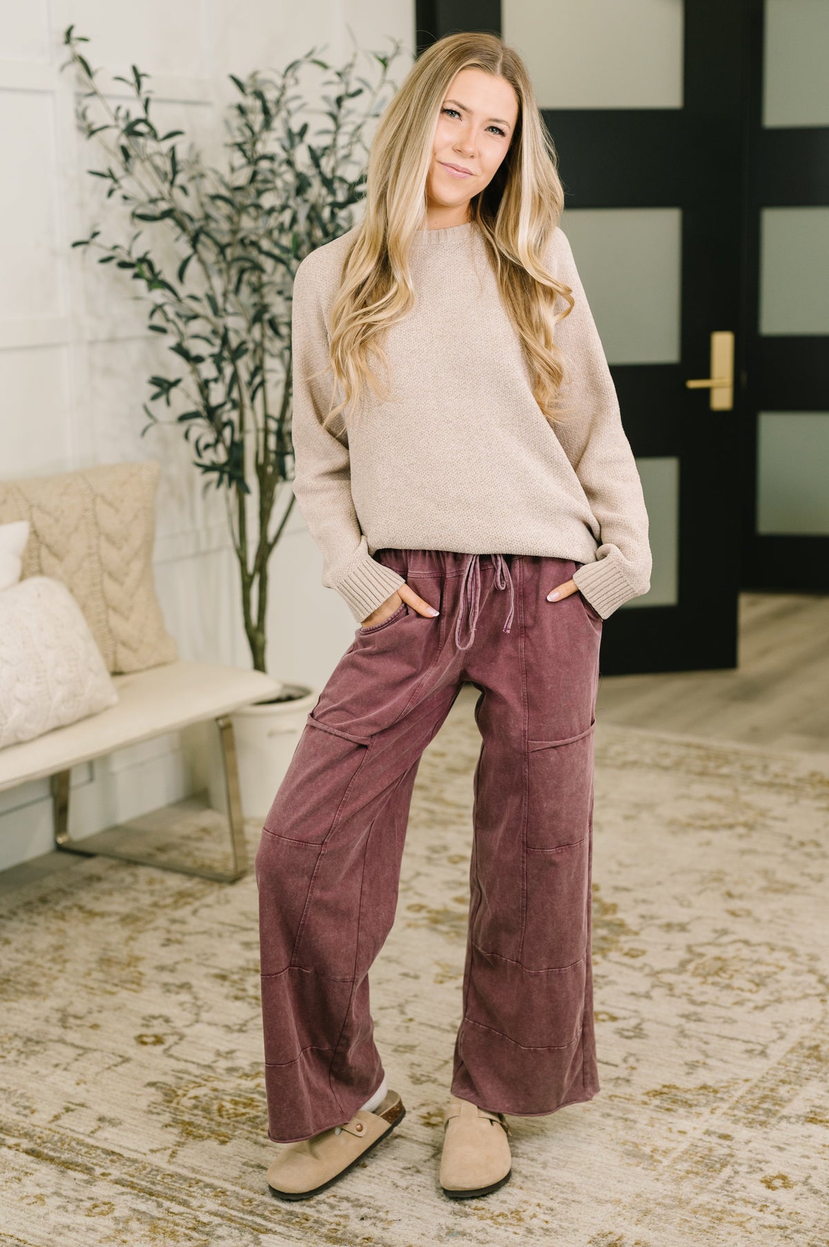 One Eleven North Darlin' So It Goes Mineral Wash High Waisted Sweats Womens