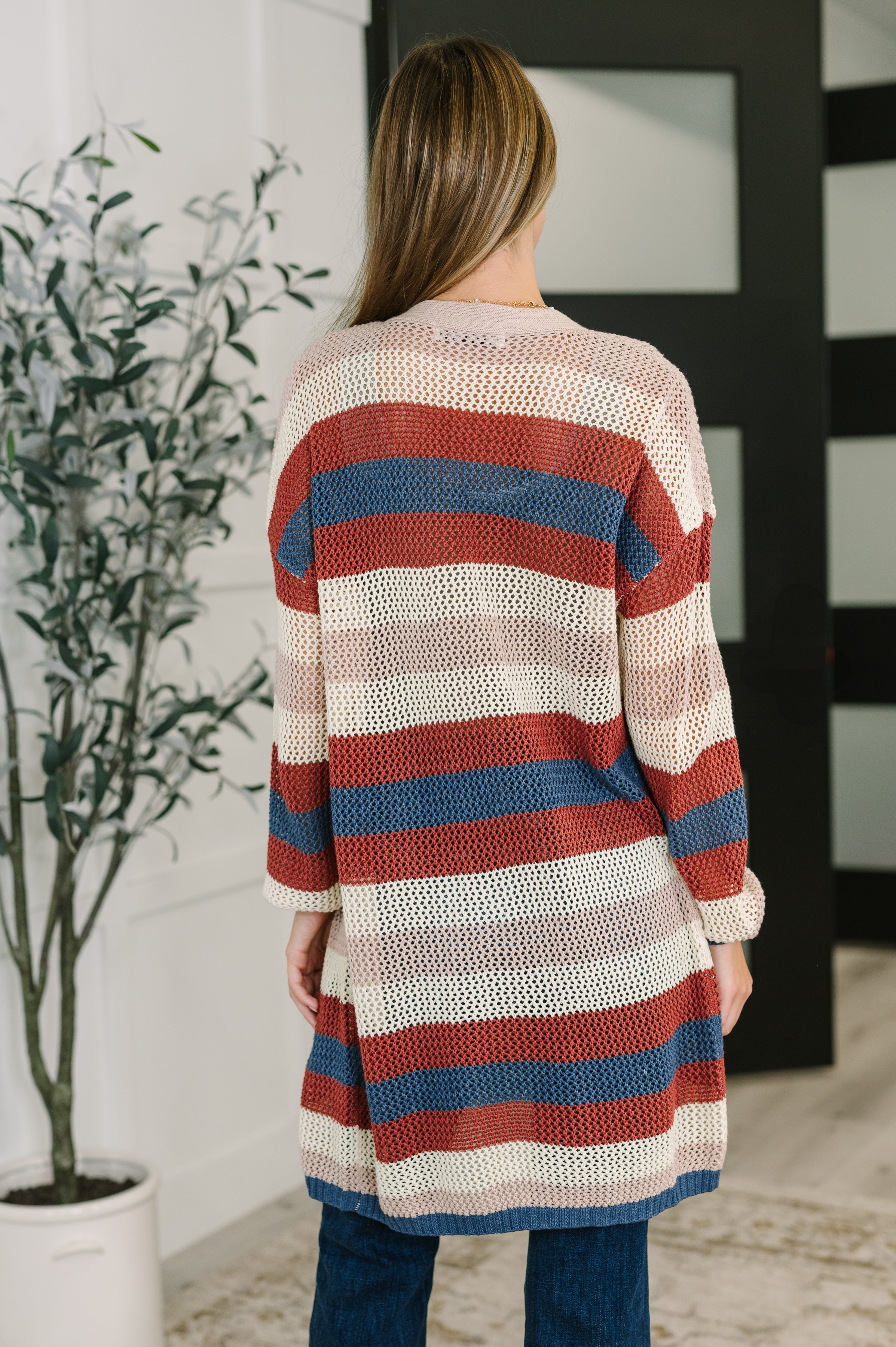 One Eleven North Definitely Dapper Striped Knit Cardigan Womens
