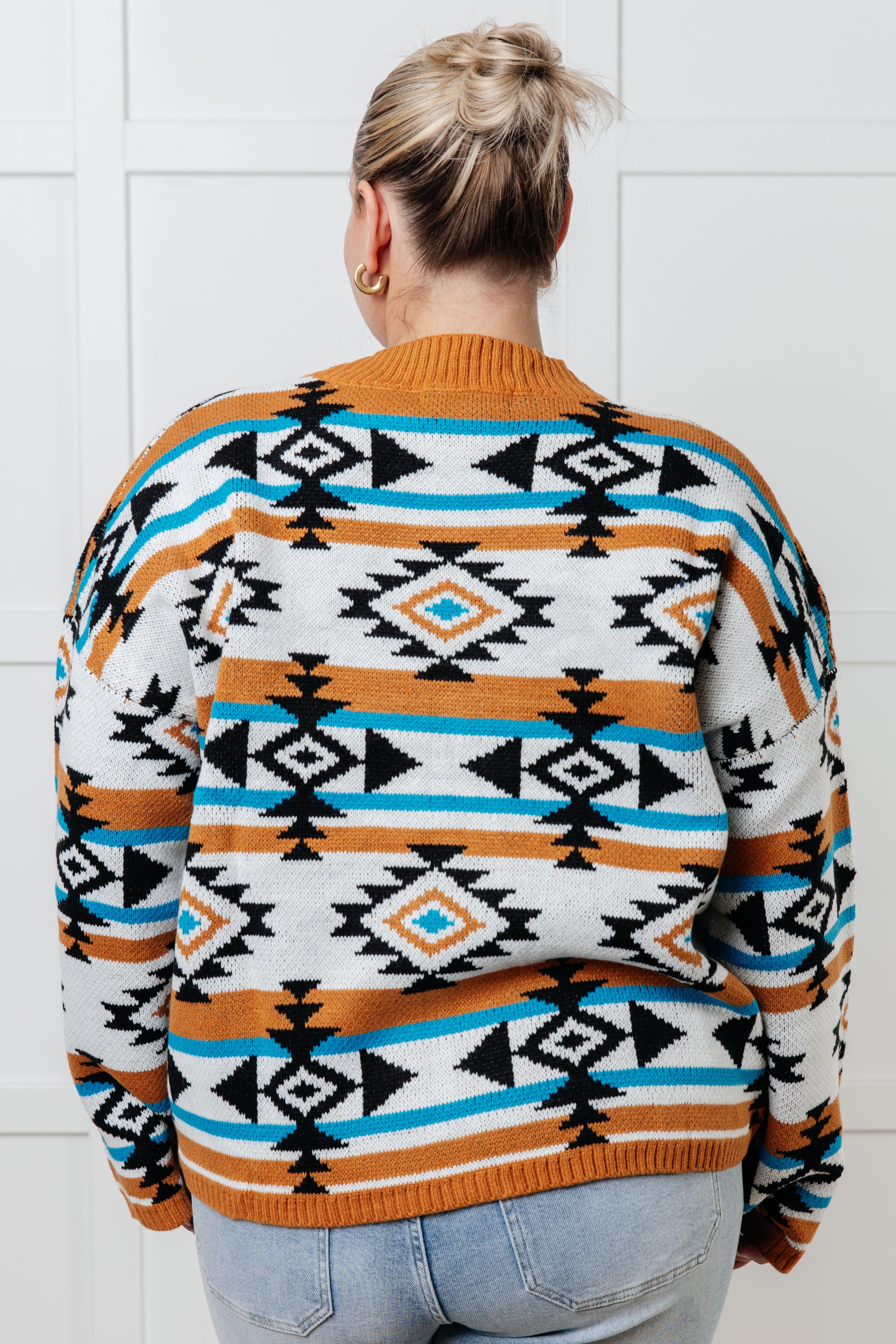 One Eleven North Desert Vibes Geometric Striped Sweater Shirts & Tops