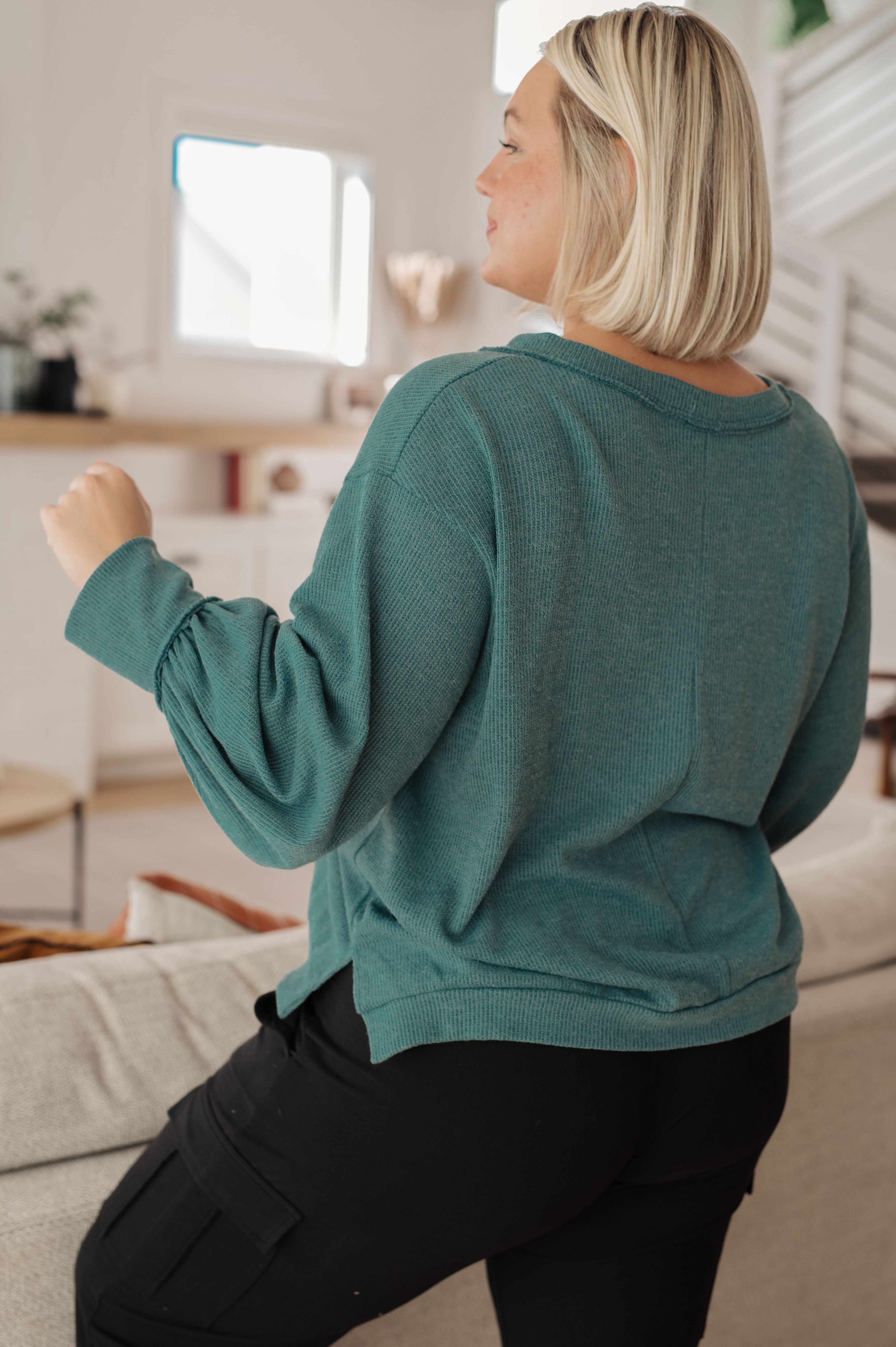 Sew in Love Doesn't Compare Brushed Marble Knit V-Neck Top Tops