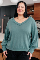 Sew in Love Doesn't Compare Brushed Marble Knit V-Neck Top Tops