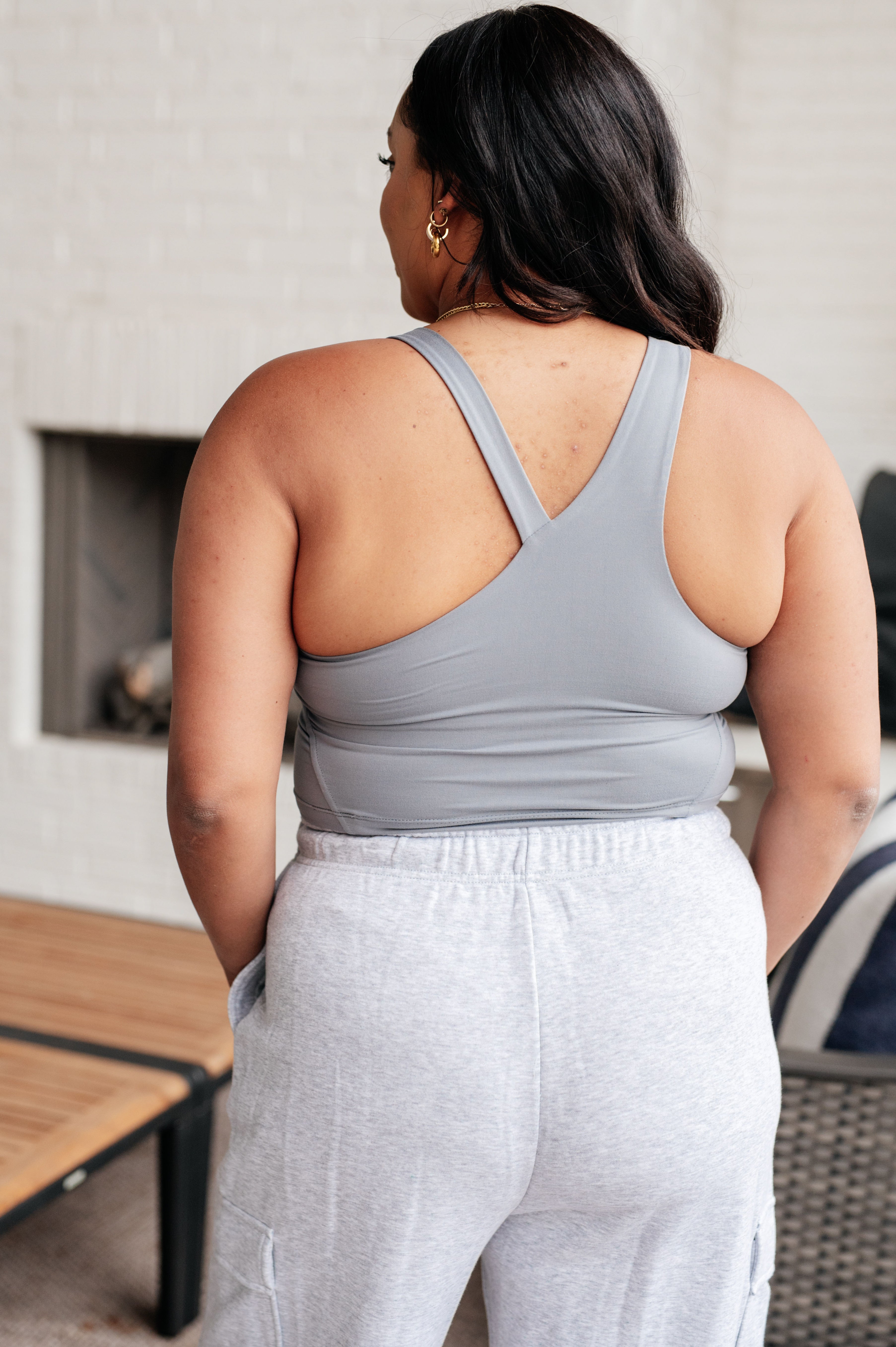 Rae Mode Doing it For Me Asymmetrical Tank in Rhino Grey Athleisure