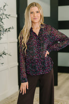 One Eleven North Doing the Most Multi Color Polka Dot chiffon Blouse Womens