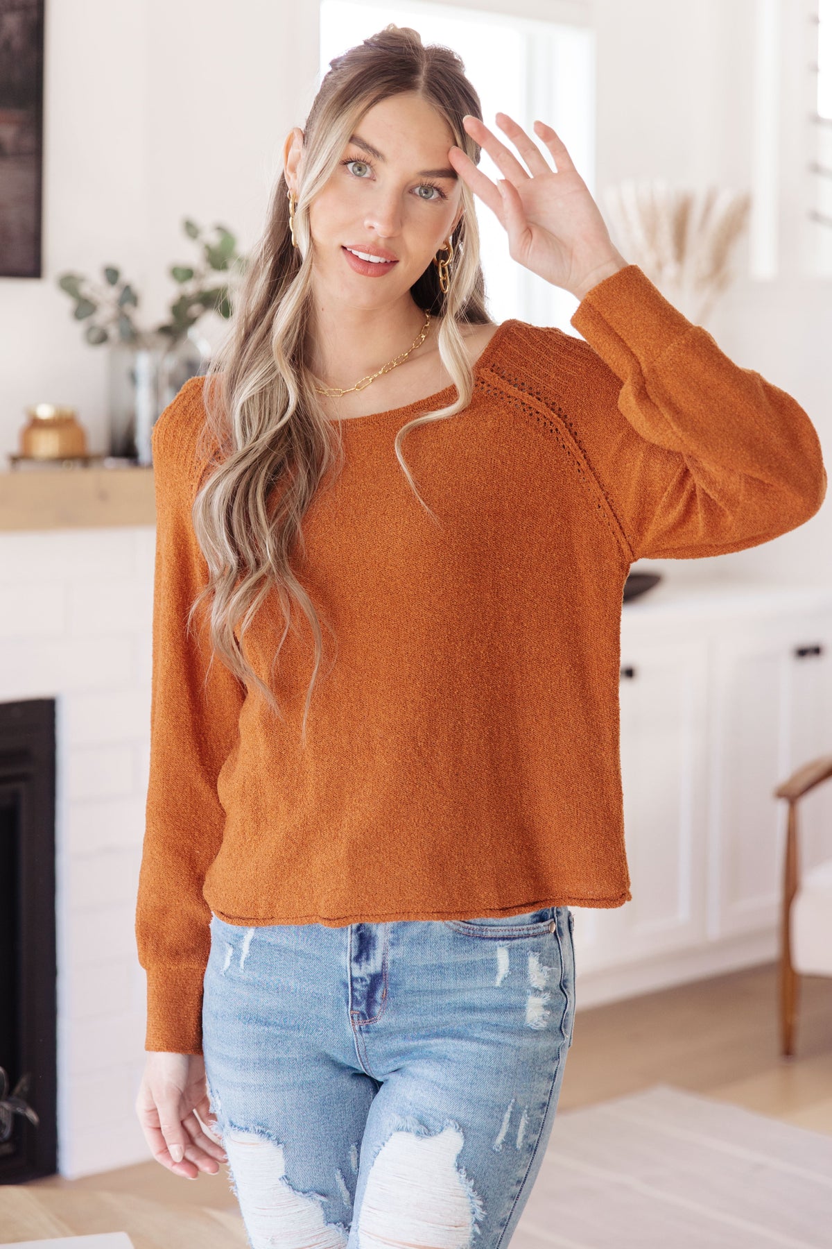 One Eleven North Don't Be Difficult Rust Pullover Sweater Tops