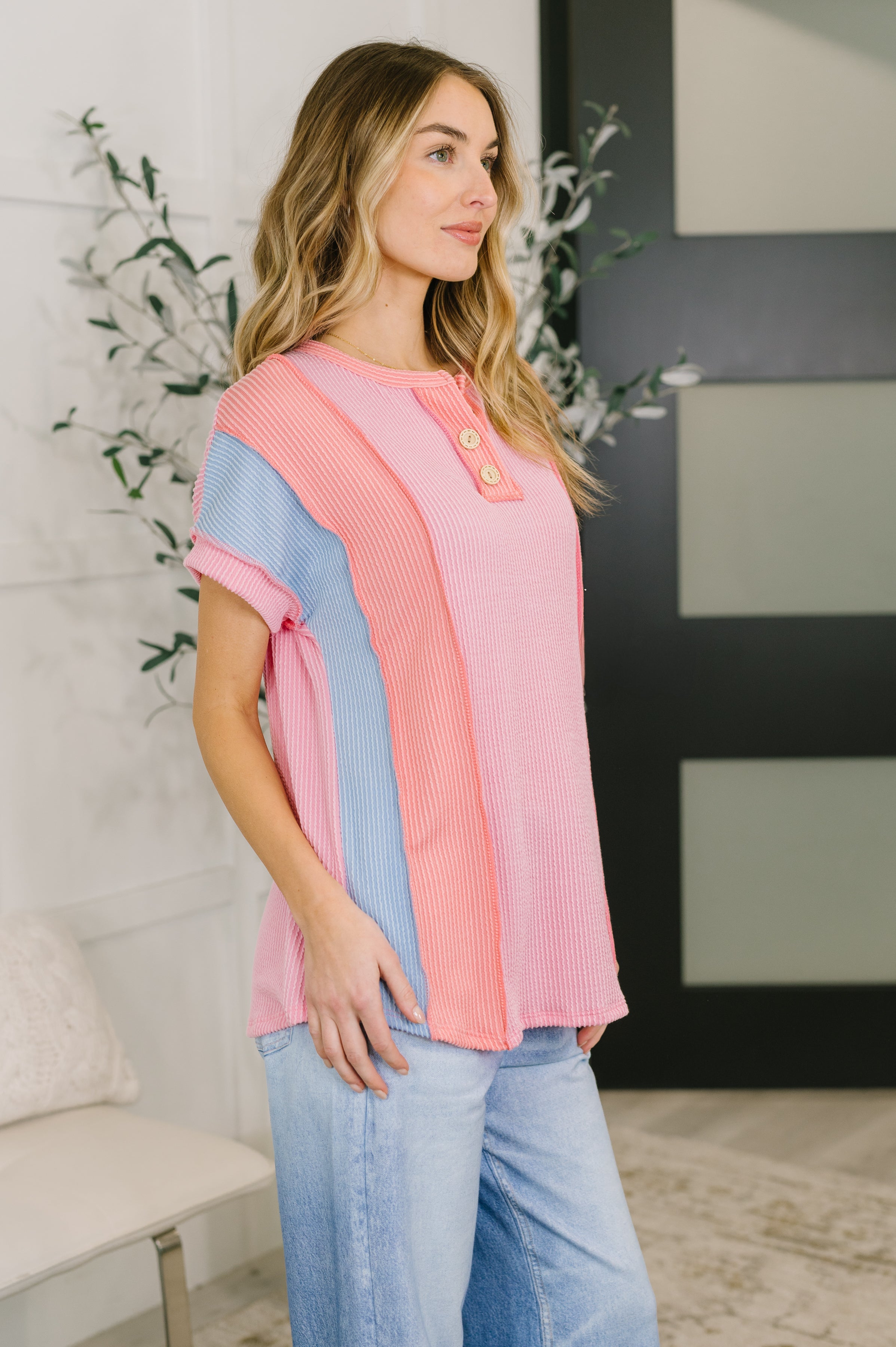 7th Ray Don't Stop Til' You Get Enough Color Block Top Womens