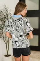 One Eleven North Don't Want to Wait V Neck Contrast Zebra Print Blouse Womens