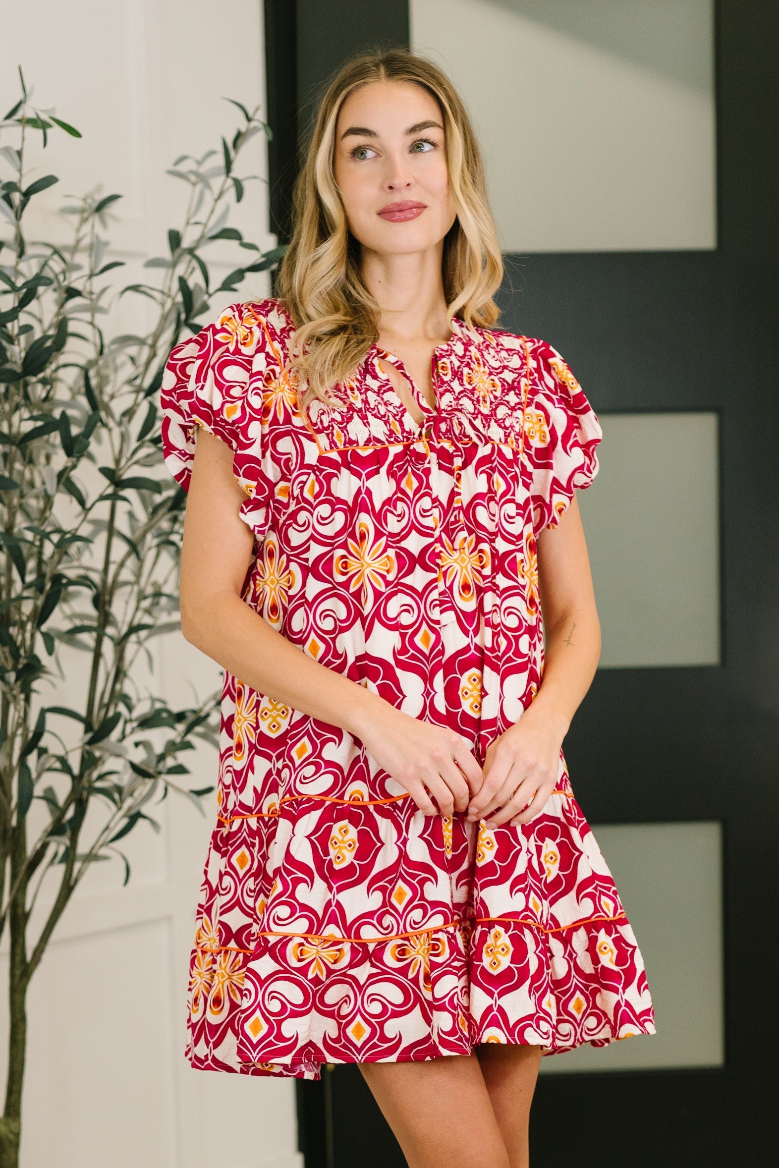 GiGio Don't You Go Away Balloon Sleeve Dress Womens