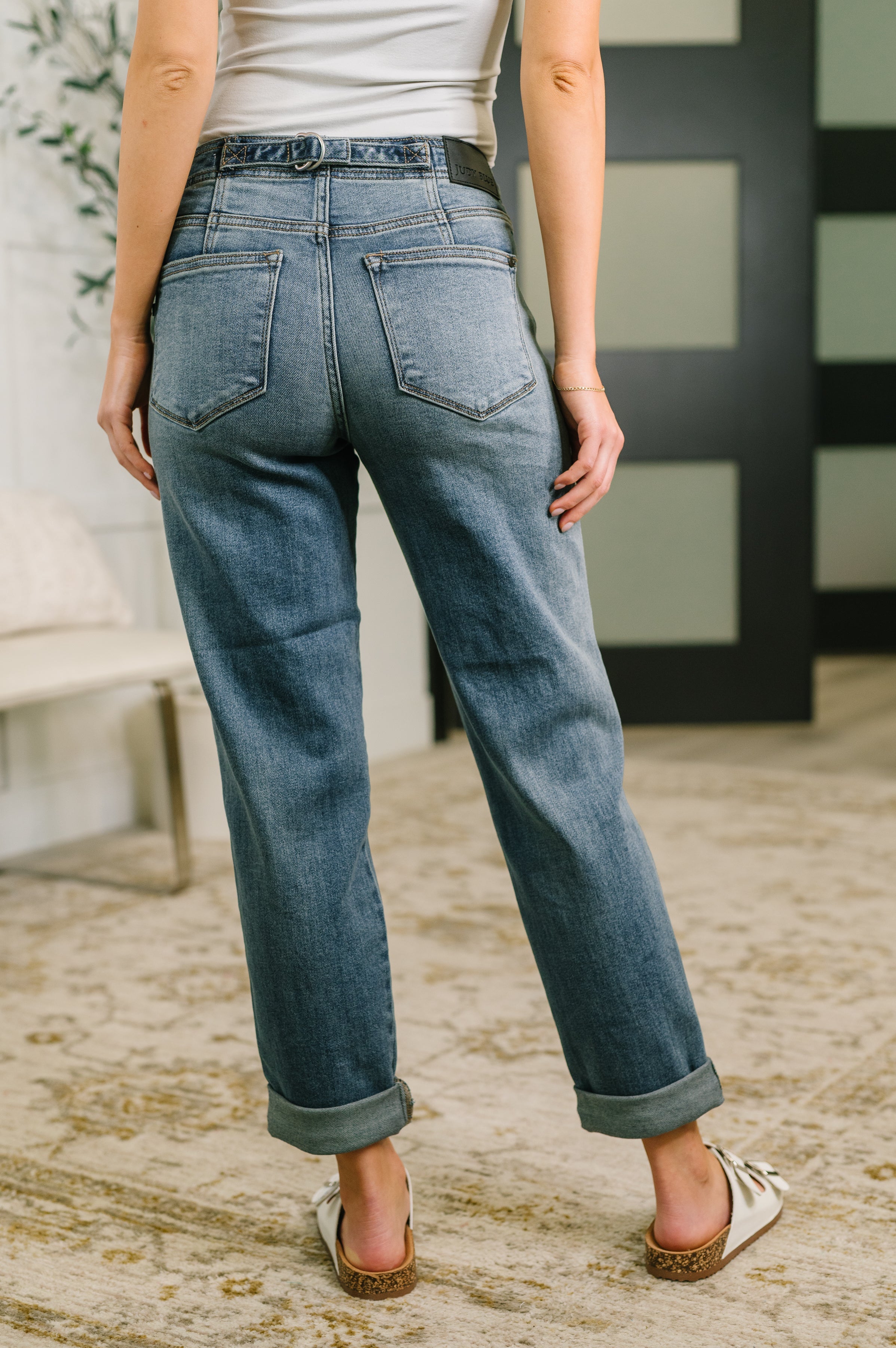 Doris Mid Rise Boyfriend with Adjustable Back Tab + Hollywood WB Womens