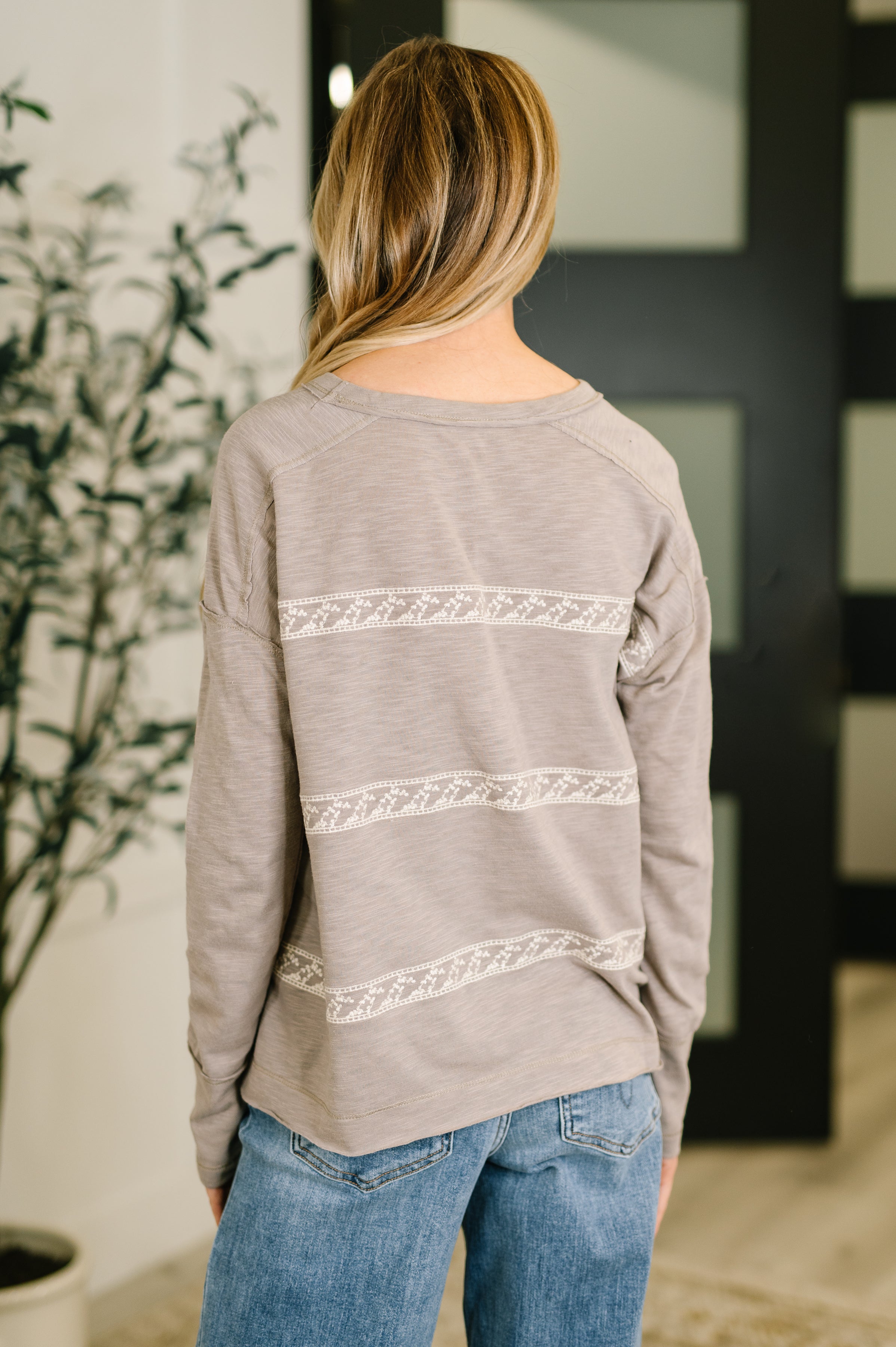 In Loom Down to Every Detail Drop Shoulder Long Sleeve in Stone Taupe Womens