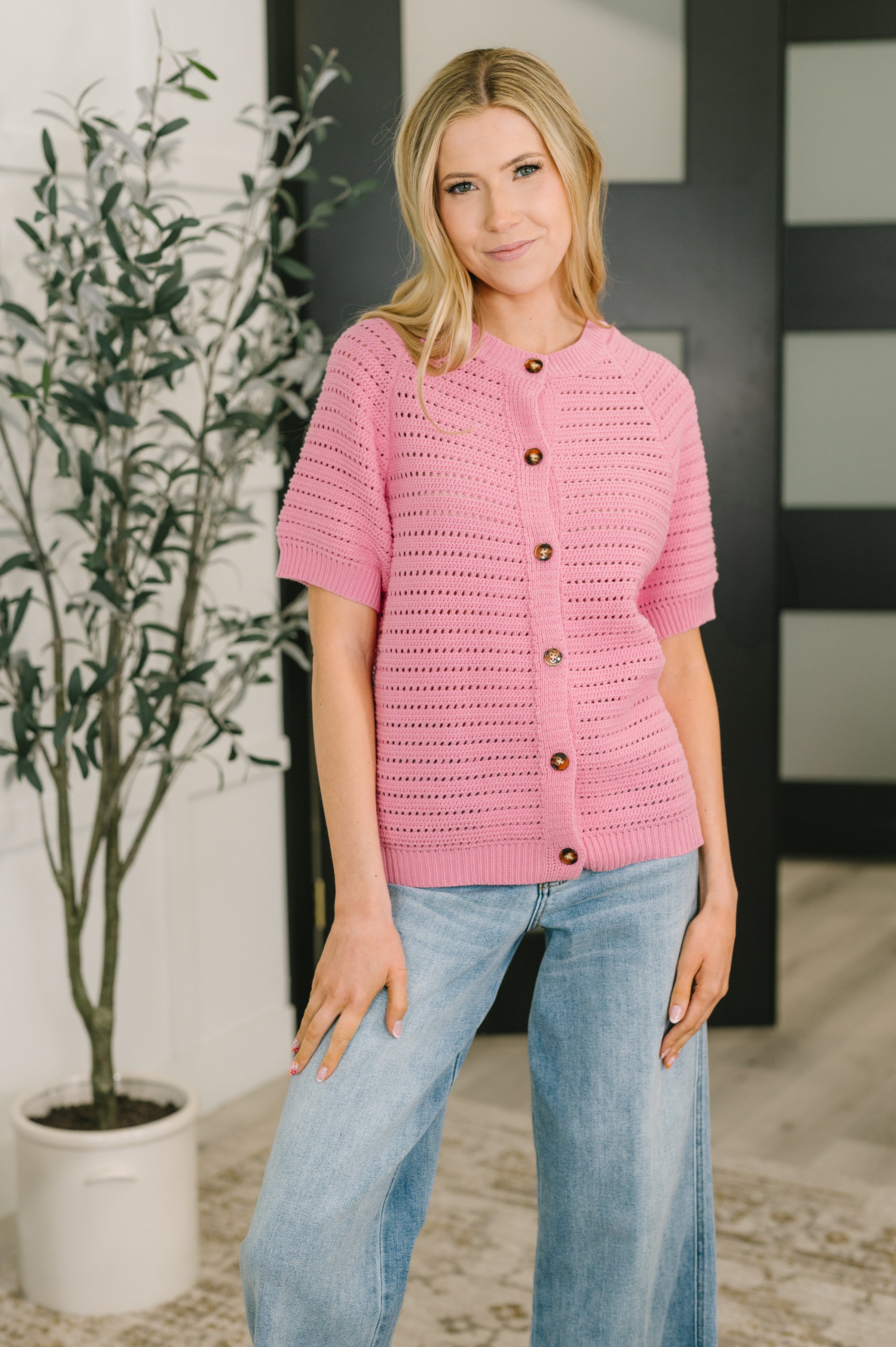 Haptics Dreaming All Day Sweater Knit Button Down Womens
