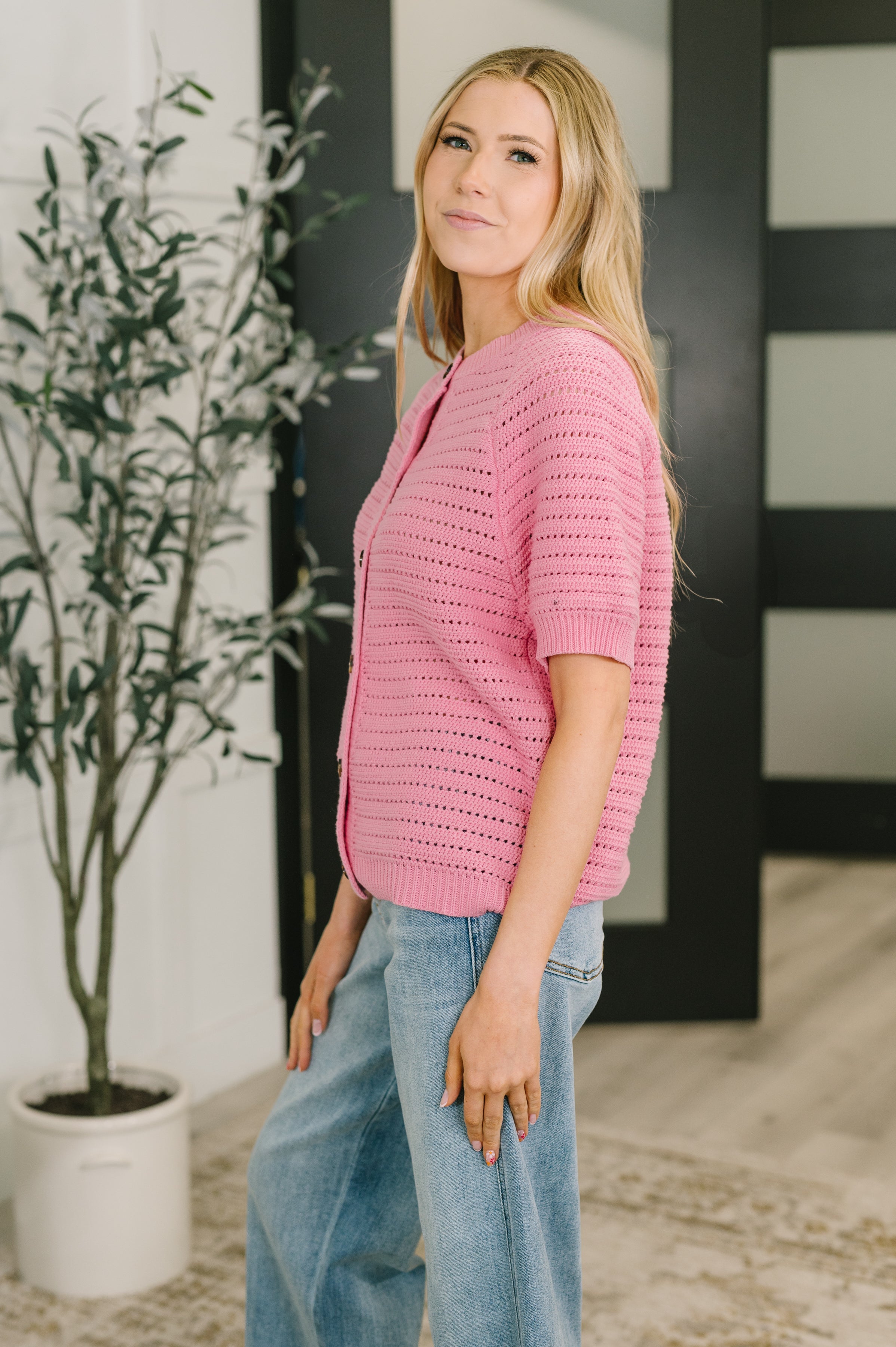 Haptics Dreaming All Day Sweater Knit Button Down Womens