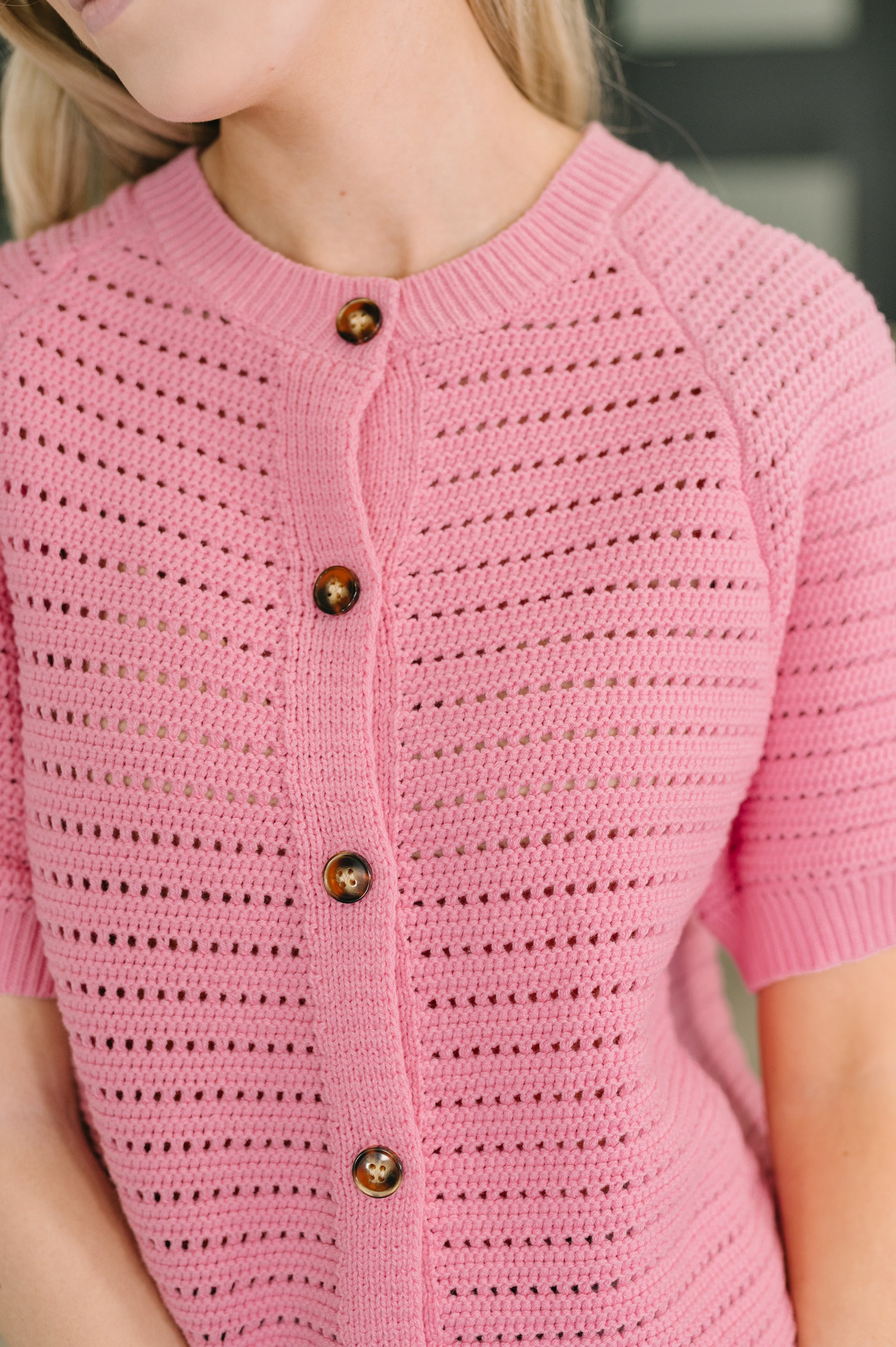 Haptics Dreaming All Day Sweater Knit Button Down Womens