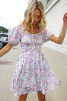 Kori America Cream Floral Print Sweetheart Neck Fit & Flare Dress