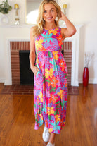 Haptics Diva Dreams Multicolor Tropical Floral Fit & Flare Maxi Dress Small Haptics