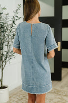 Very J Dressed & Obsessed Chambray T-Shirt Dress in Indigo Womens