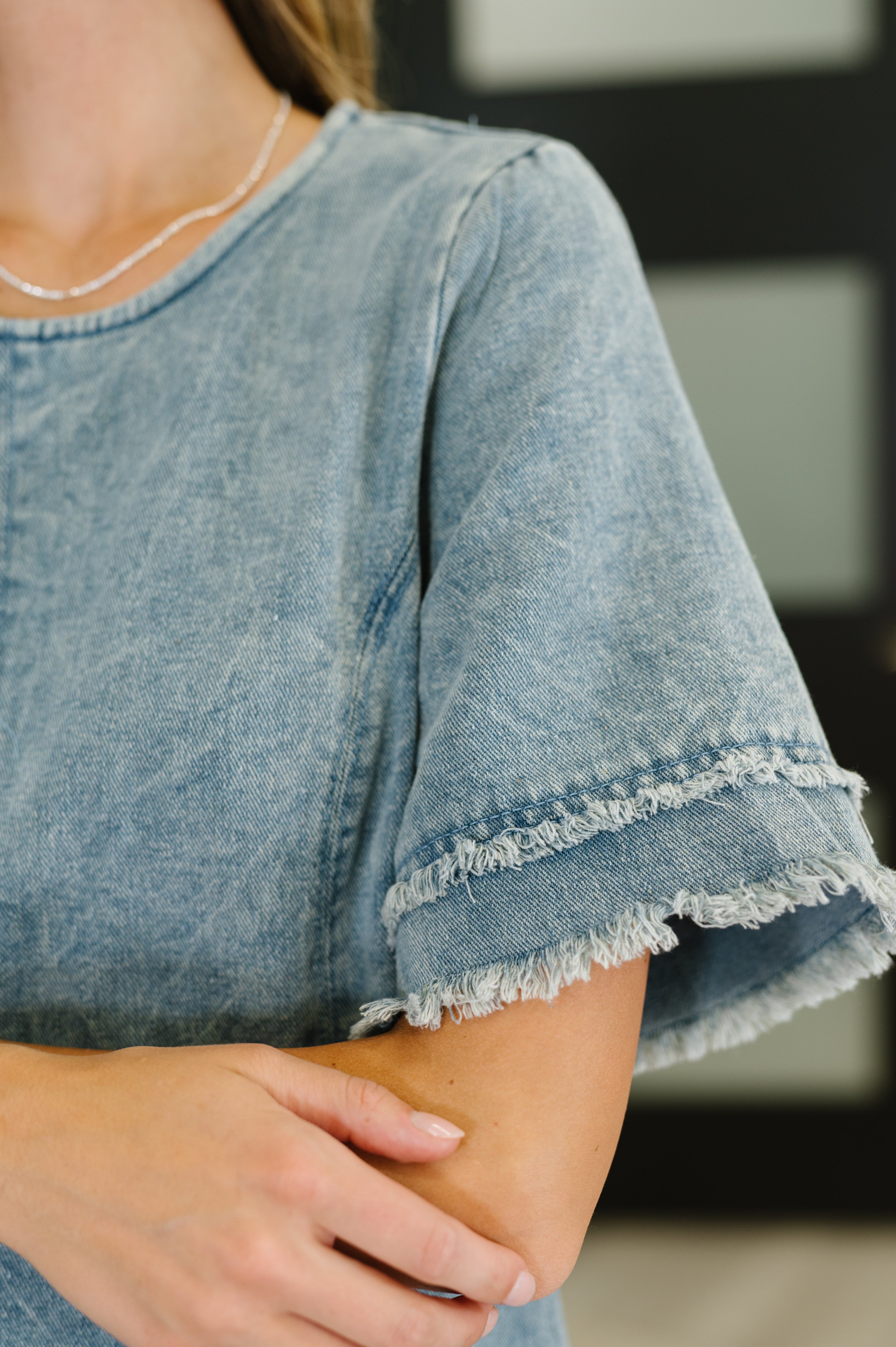 Very J Dressed & Obsessed Chambray T-Shirt Dress in Indigo Womens